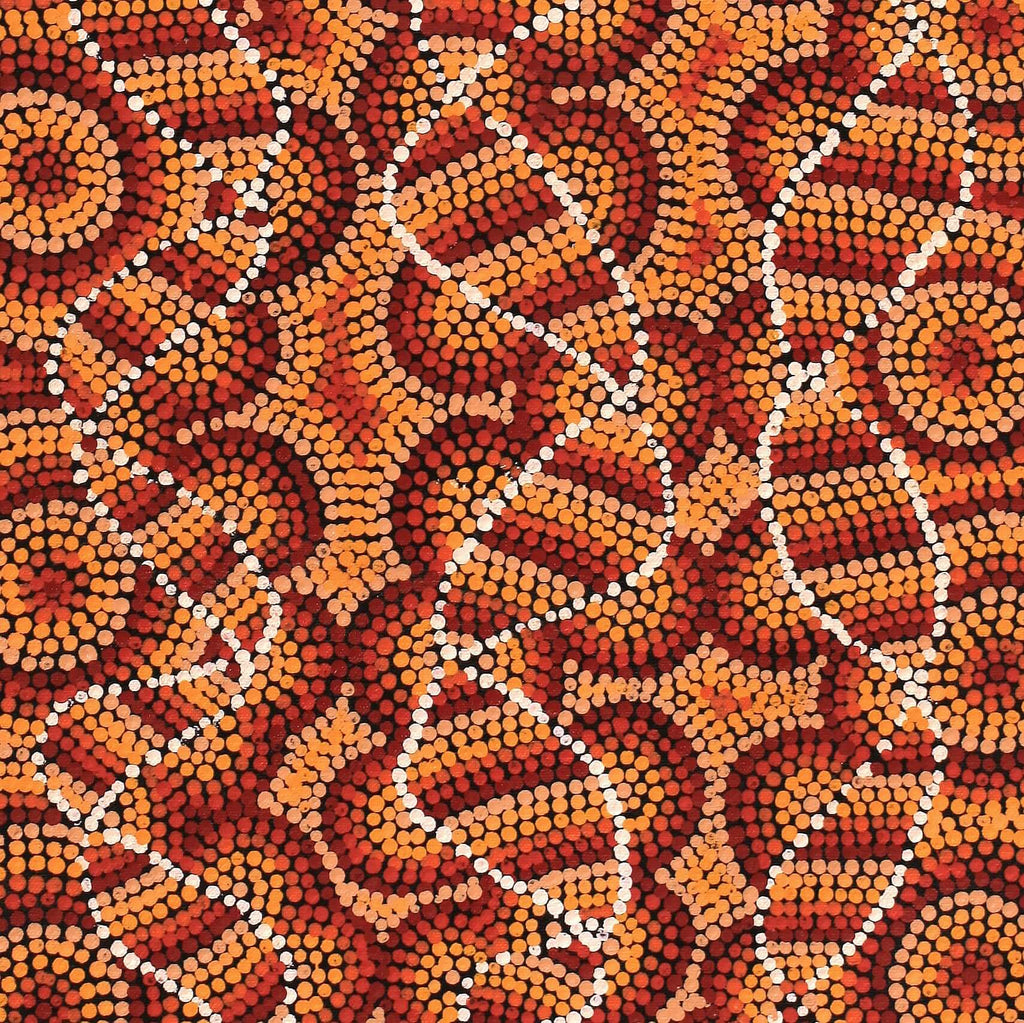 Aboriginal Artwork by Angela Nangala Robertson, Watiya-warnu Jukurrpa (Seed Dreaming) 61x30cm