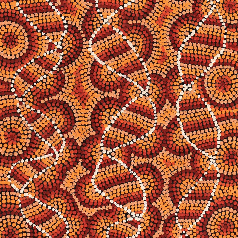 Aboriginal Artwork by Angela Nangala Robertson, Watiya-warnu Jukurrpa (Seed Dreaming) 61x30cm