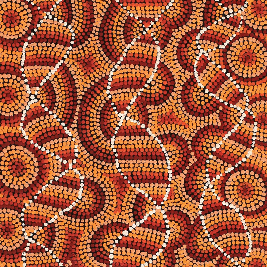 Aboriginal Artwork by Angela Nangala Robertson, Watiya-warnu Jukurrpa (Seed Dreaming) 61x30cm