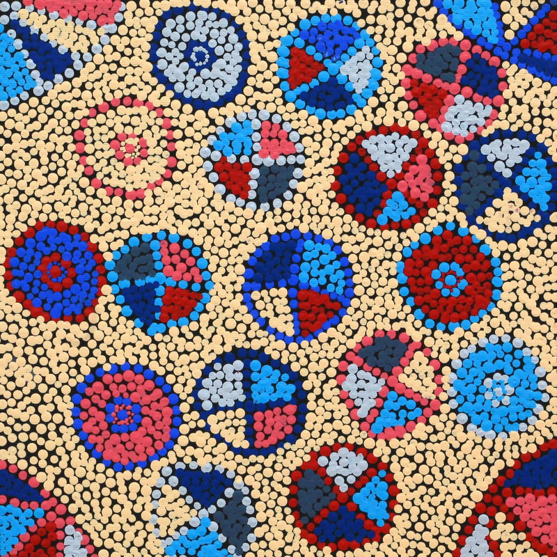 Aboriginal Artwork by Angela Nangala Robertson, Watiya-warnu Jukurrpa (Seed Dreaming), 30x30cm