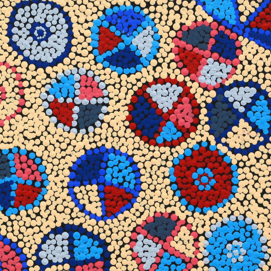 Aboriginal Artwork by Angela Nangala Robertson, Watiya-warnu Jukurrpa (Seed Dreaming), 30x30cm