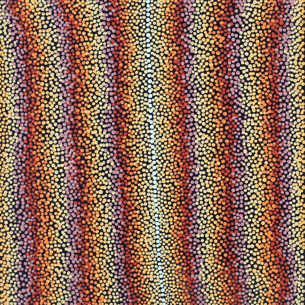 Aboriginal Artwork by Angela Nangala Robertson, Watiya-warnu Jukurrpa (Seed Dreaming), 30x30cm