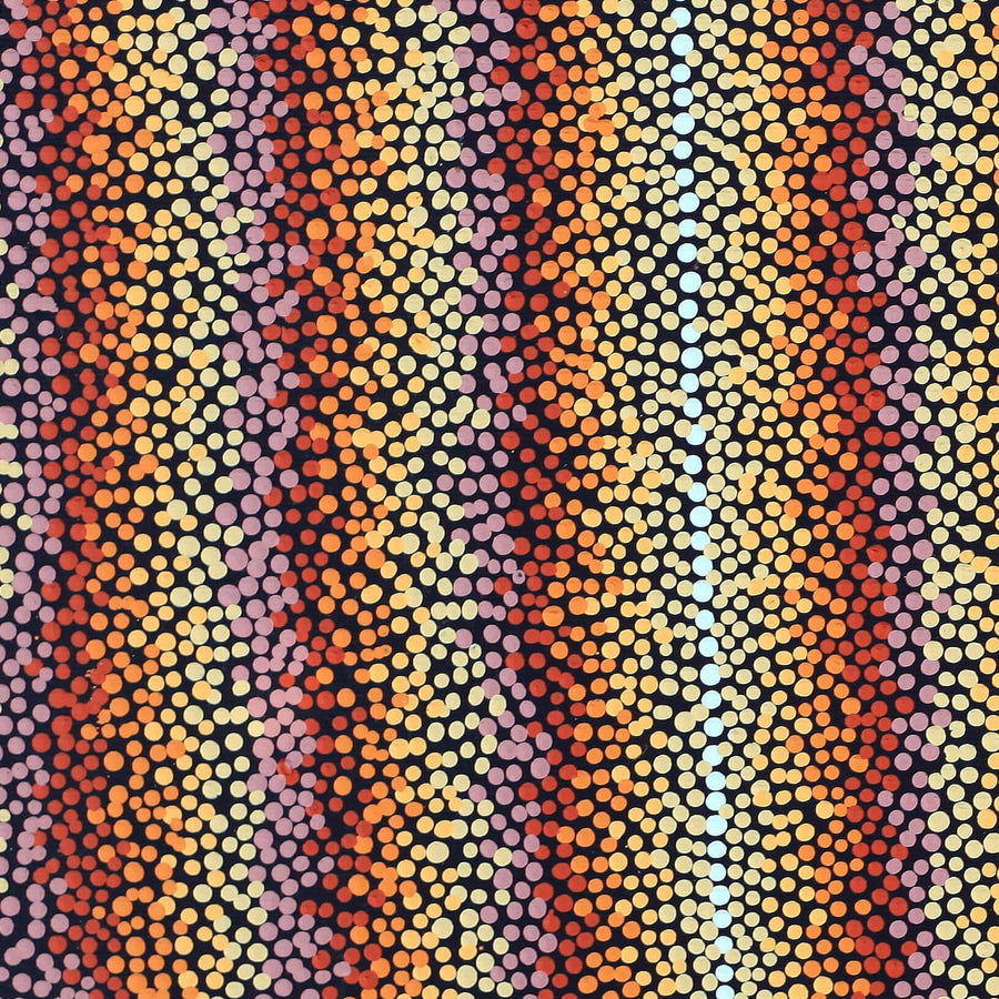 Aboriginal Artwork by Angela Nangala Robertson, Watiya-warnu Jukurrpa (Seed Dreaming), 30x30cm