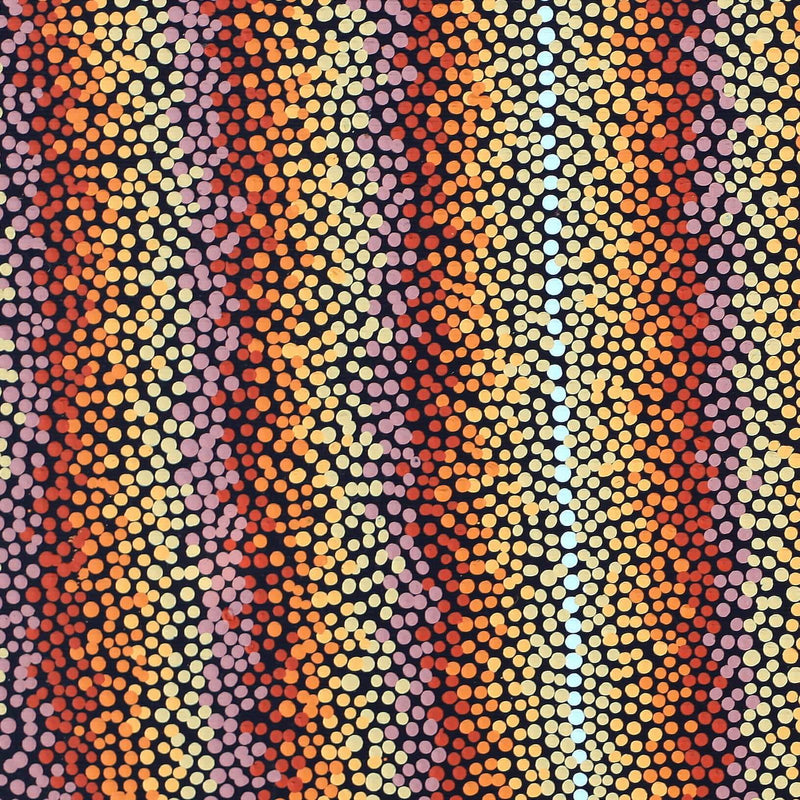 Aboriginal Artwork by Angela Nangala Robertson, Watiya-warnu Jukurrpa (Seed Dreaming), 30x30cm