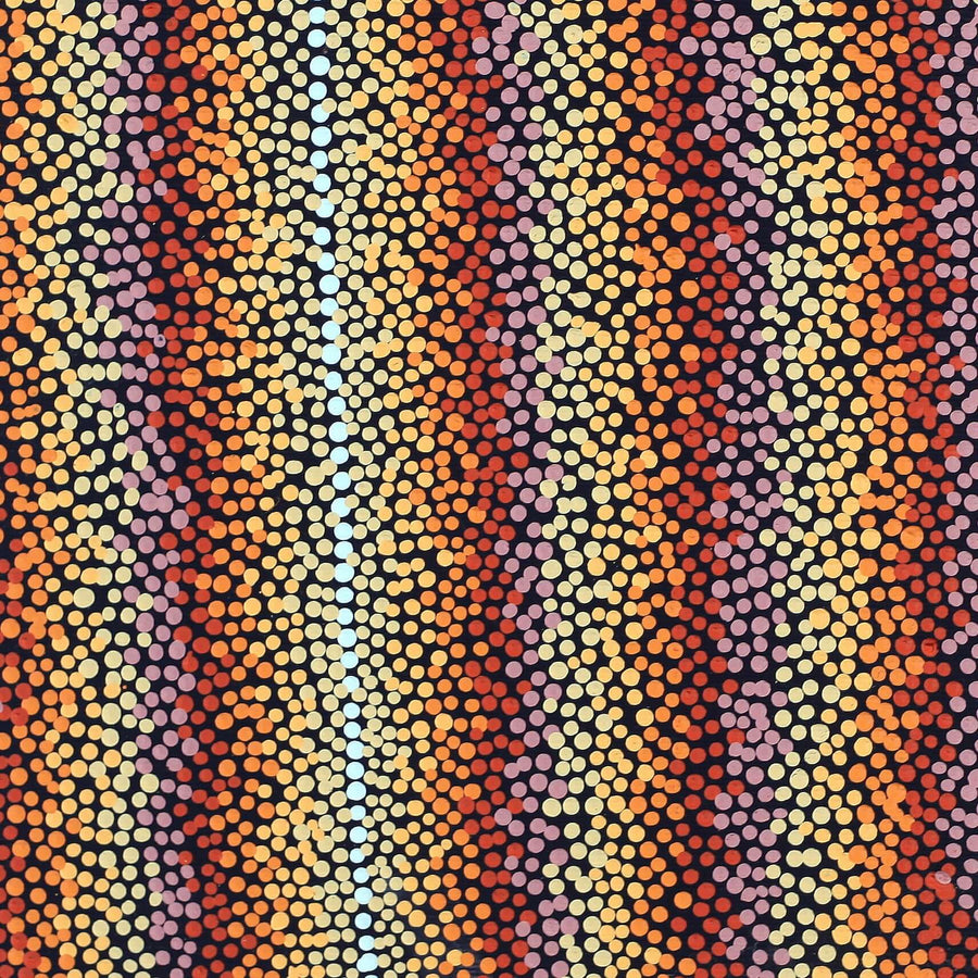 Aboriginal Artwork by Angela Nangala Robertson, Watiya-warnu Jukurrpa (Seed Dreaming), 30x30cm