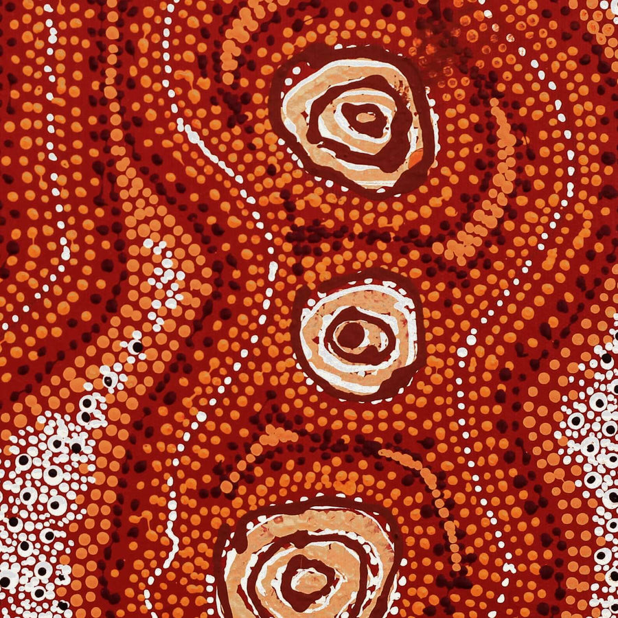 Aboriginal Artwork by Angelina Nampijinpa Tasman, Ngapa Jukurrpa (Water Dreaming) - Pirlinyarnu, 30x30cm