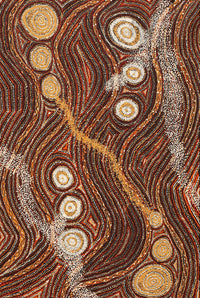 Aboriginal Artwork by Angelina Nampijinpa Tasman, Ngapa Jukurrpa (Water Dreaming) - Pirlinyarnu, 91x61cm