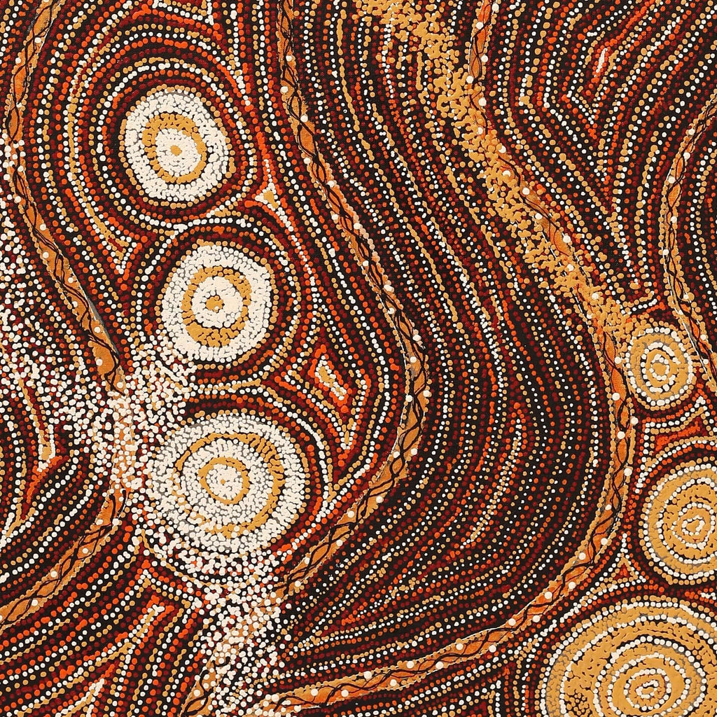 Aboriginal Artwork by Angelina Nampijinpa Tasman, Ngapa Jukurrpa (Water Dreaming) - Pirlinyarnu, 91x61cm