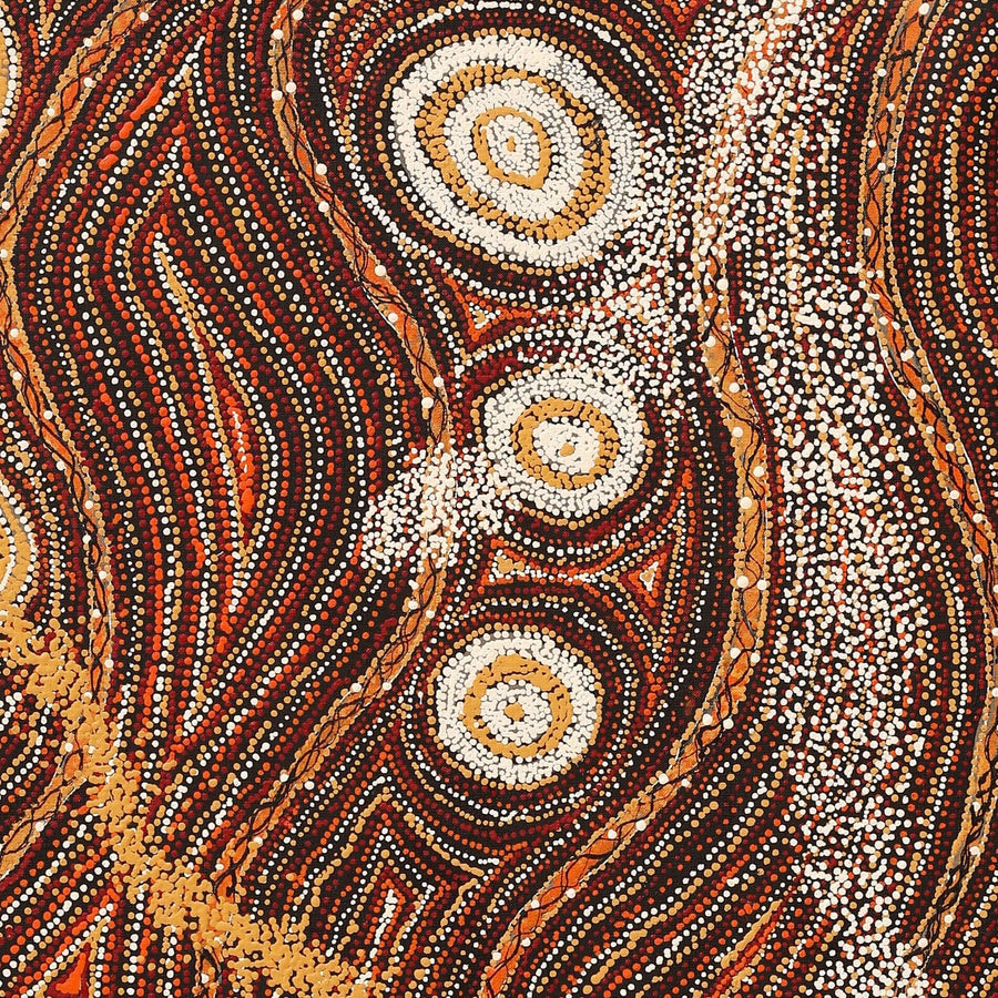 Aboriginal Artwork by Angelina Nampijinpa Tasman, Ngapa Jukurrpa (Water Dreaming) - Pirlinyarnu, 91x61cm