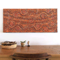 Aboriginal Artwork by Angelina Nampijinpa Tasman, Ngapa Jukurrpa (Water Dreaming) - Pirlinyarnu, 107x46cm