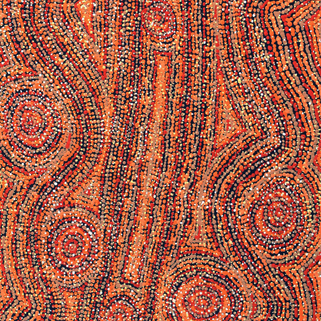 Aboriginal Artwork by Angelina Nampijinpa Tasman, Ngapa Jukurrpa (Water Dreaming) - Pirlinyarnu, 107x46cm