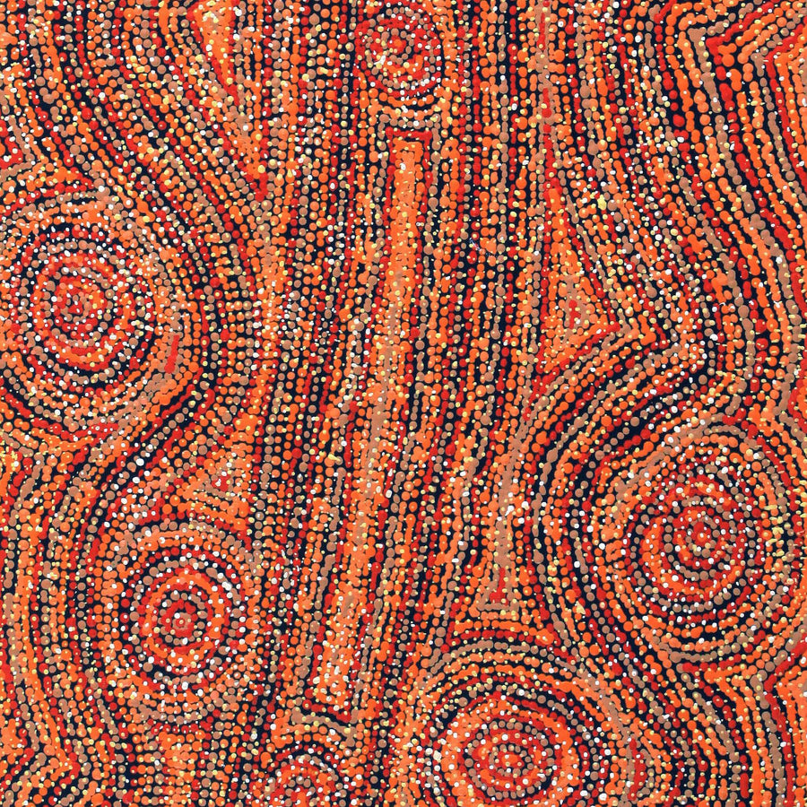 Aboriginal Artwork by Angelina Nampijinpa Tasman, Ngapa Jukurrpa (Water Dreaming) - Pirlinyarnu, 107x46cm