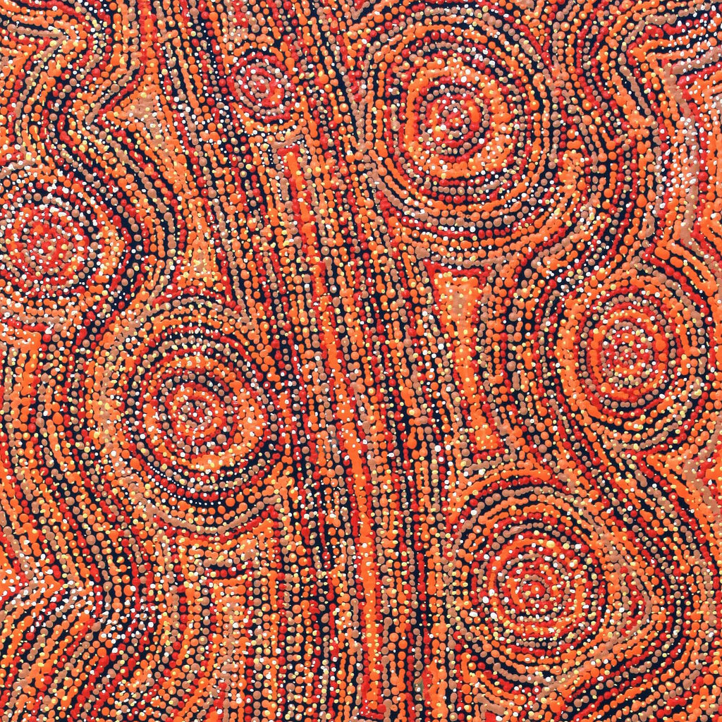 Aboriginal Artwork by Angelina Nampijinpa Tasman, Ngapa Jukurrpa (Water Dreaming) - Pirlinyarnu, 107x46cm