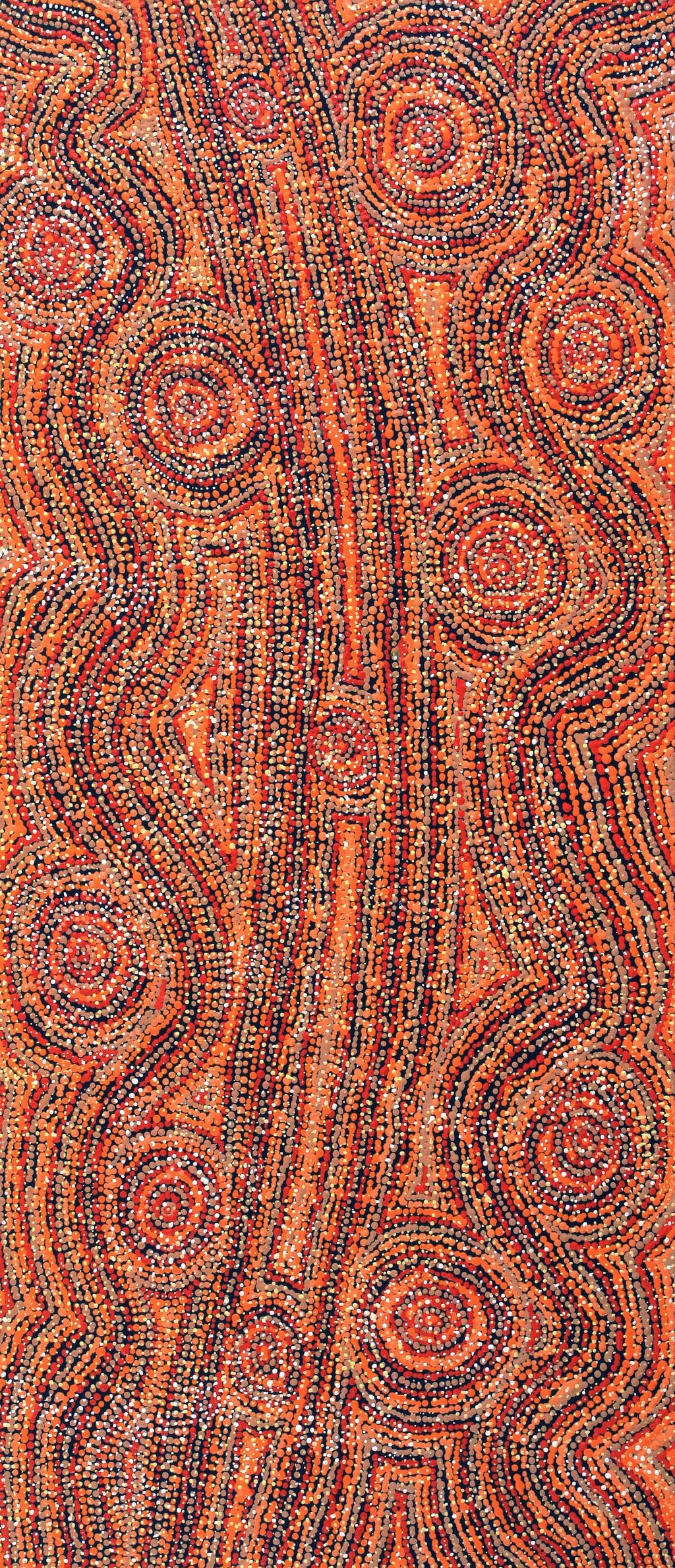 Aboriginal Artwork by Angelina Nampijinpa Tasman, Ngapa Jukurrpa (Water Dreaming) - Pirlinyarnu, 107x46cm