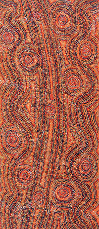 Aboriginal Artwork by Angelina Nampijinpa Tasman, Ngapa Jukurrpa (Water Dreaming) - Pirlinyarnu, 107x46cm