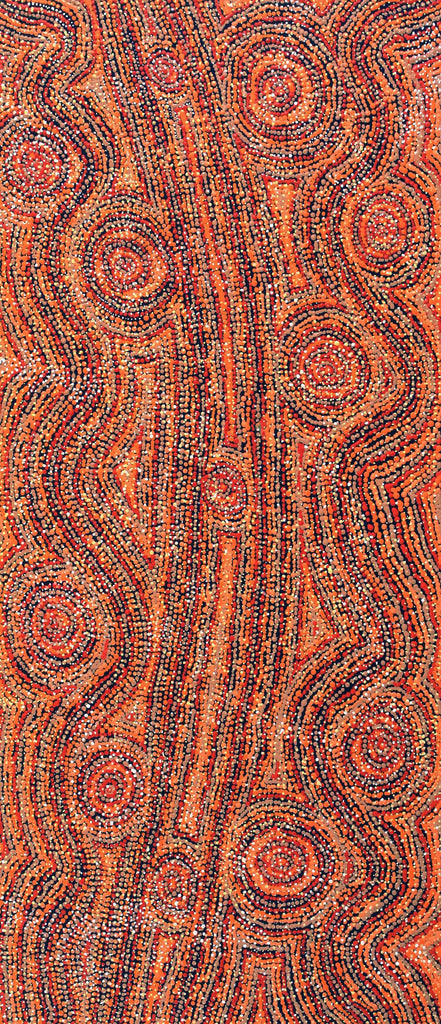 Aboriginal Art by Angelina Nampijinpa Tasman, Ngapa Jukurrpa (Water Dreaming) - Pirlinyarnu, 107x46cm - ART ARK®