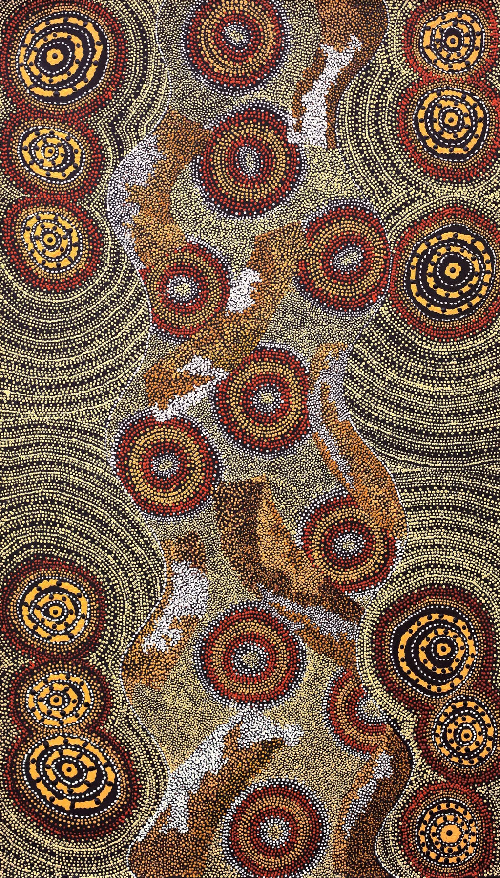 Aboriginal Artwork by Angelina Nampijinpa Tasman, Ngapa Jukurrpa (Water Dreaming) - Pirlinyarnu, 107x61cm
