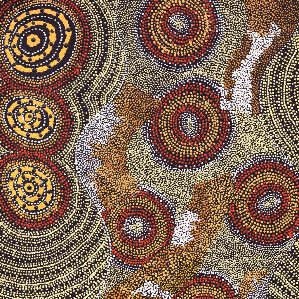 Aboriginal Artwork by Angelina Nampijinpa Tasman, Ngapa Jukurrpa (Water Dreaming) - Pirlinyarnu, 107x61cm