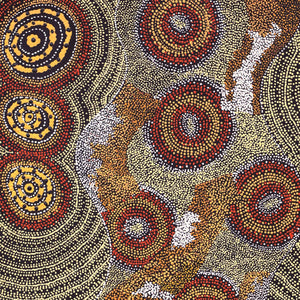 Aboriginal Artwork by Angelina Nampijinpa Tasman, Ngapa Jukurrpa (Water Dreaming) - Pirlinyarnu, 107x61cm - ART ARK®