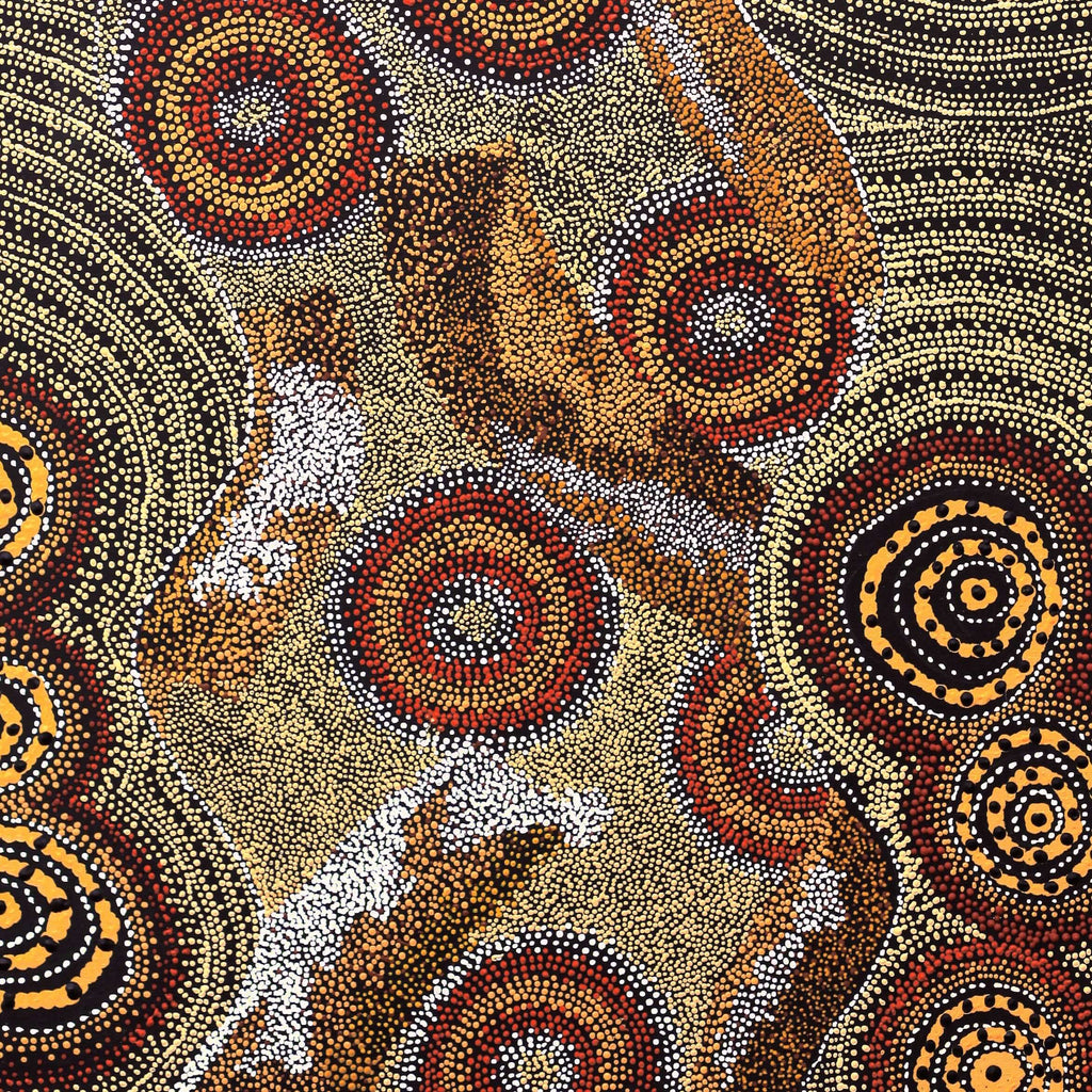 Aboriginal Artwork by Angelina Nampijinpa Tasman, Ngapa Jukurrpa (Water Dreaming) - Pirlinyarnu, 107x61cm