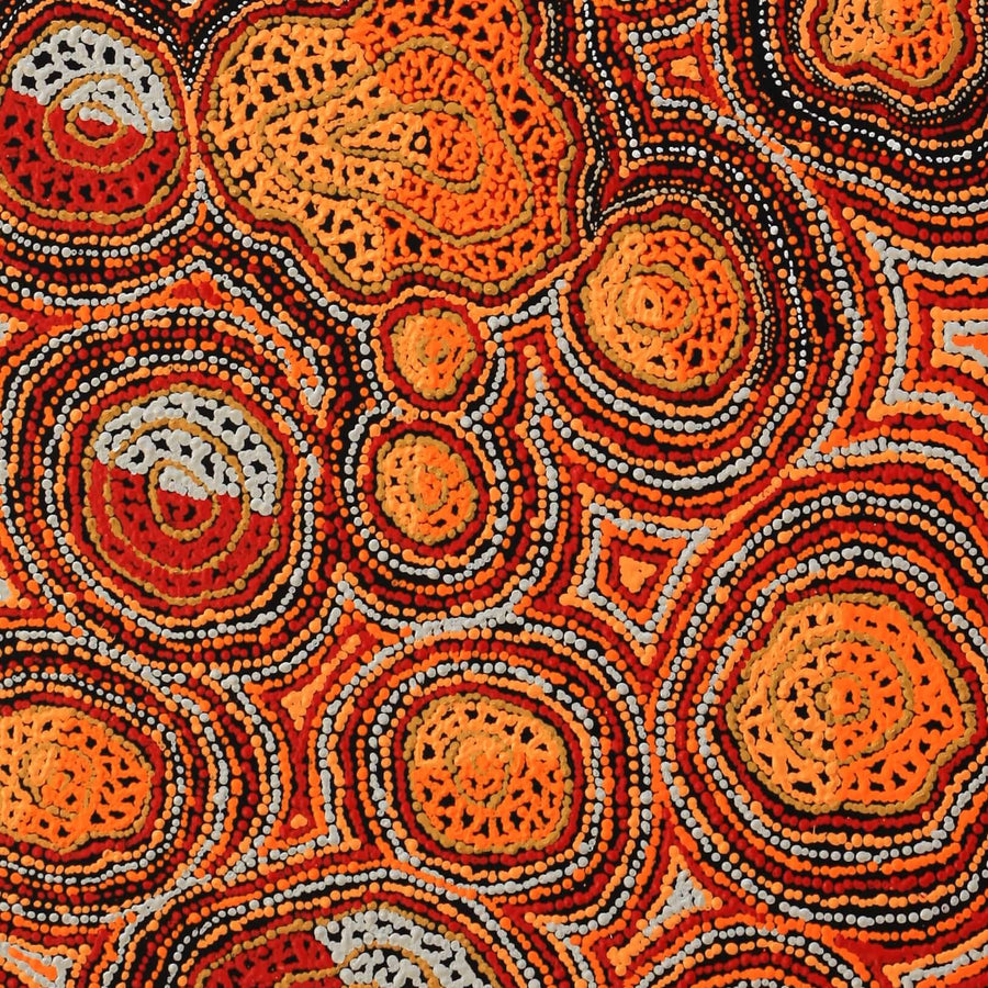 Aboriginal Artwork by Angelina Nampijinpa Tasman, Ngapa Jukurrpa (Water Dreaming) - Pirlinyarnu, 107x61cm
