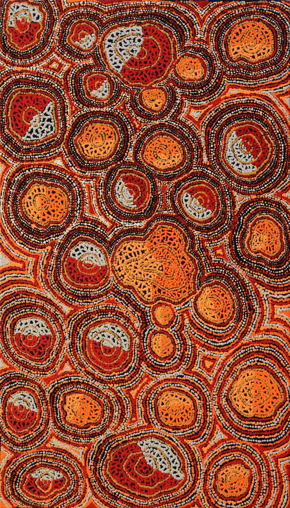 Aboriginal Artwork by Angelina Nampijinpa Tasman, Ngapa Jukurrpa (Water Dreaming) - Pirlinyarnu, 107x61cm