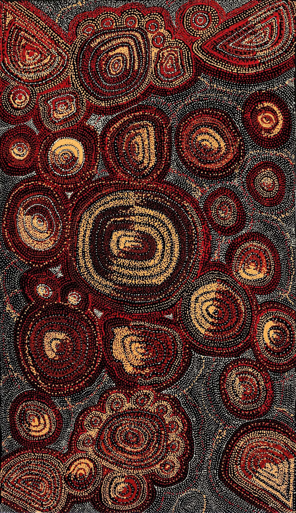 Aboriginal Artwork by Angelina Nampijinpa Tasman, Ngapa Jukurrpa (Water Dreaming) - Pirlinyarnu, 107x61cm
