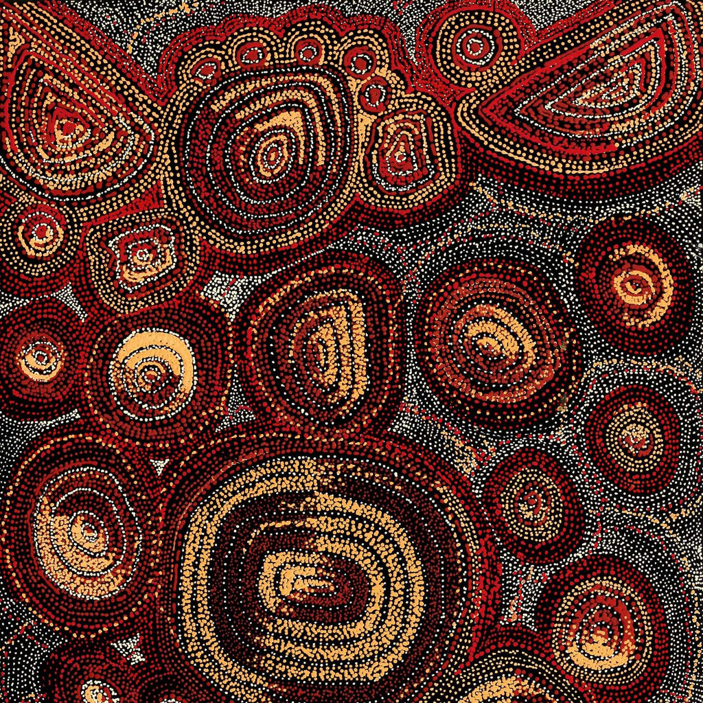 Aboriginal Artwork by Angelina Nampijinpa Tasman, Ngapa Jukurrpa (Water Dreaming) - Pirlinyarnu, 107x61cm