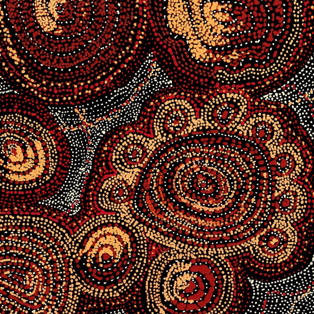 Aboriginal Artwork by Angelina Nampijinpa Tasman, Ngapa Jukurrpa (Water Dreaming) - Pirlinyarnu, 107x61cm
