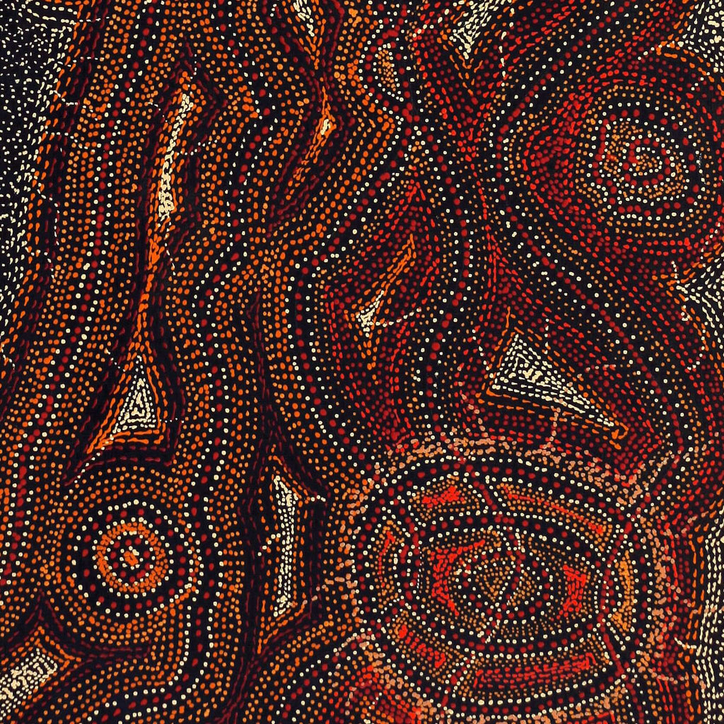 Aboriginal Artwork by Angelina Nampijinpa Tasman, Ngapa Jukurrpa (Water Dreaming)  -  Pirlinyarnu, 122x46cm - ART ARK®