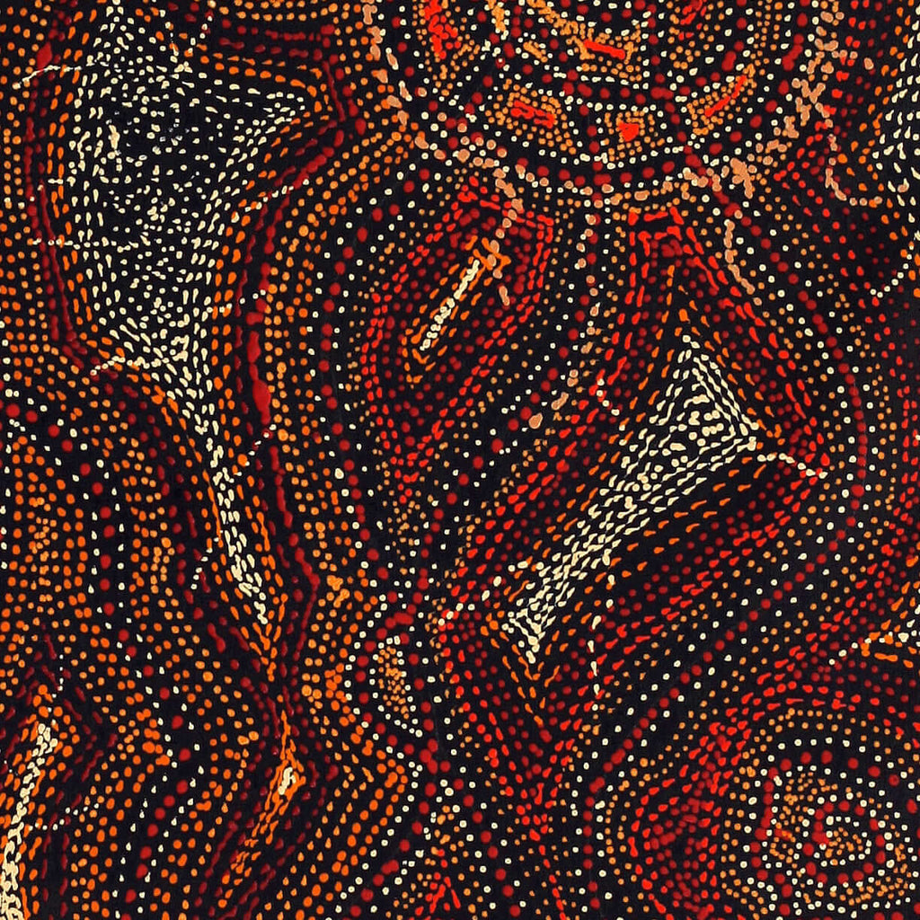Aboriginal Artwork by Angelina Nampijinpa Tasman, Ngapa Jukurrpa (Water Dreaming) - Pirlinyarnu, 122x46cm