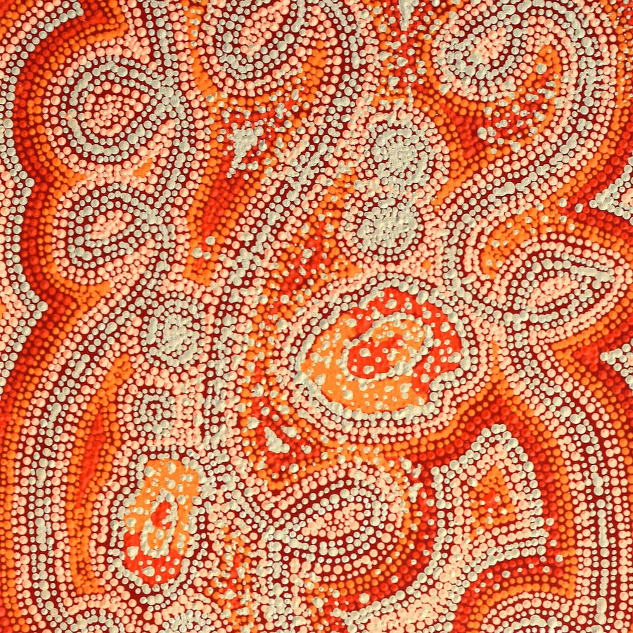 Aboriginal Artwork by Angelina Nampijinpa Tasman, Ngapa Jukurrpa (Water Dreaming) - Pirlinyarnu, 122x46cm