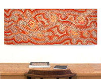 Aboriginal Artwork by Angelina Nampijinpa Tasman, Ngapa Jukurrpa (Water Dreaming) - Pirlinyarnu, 122x46cm
