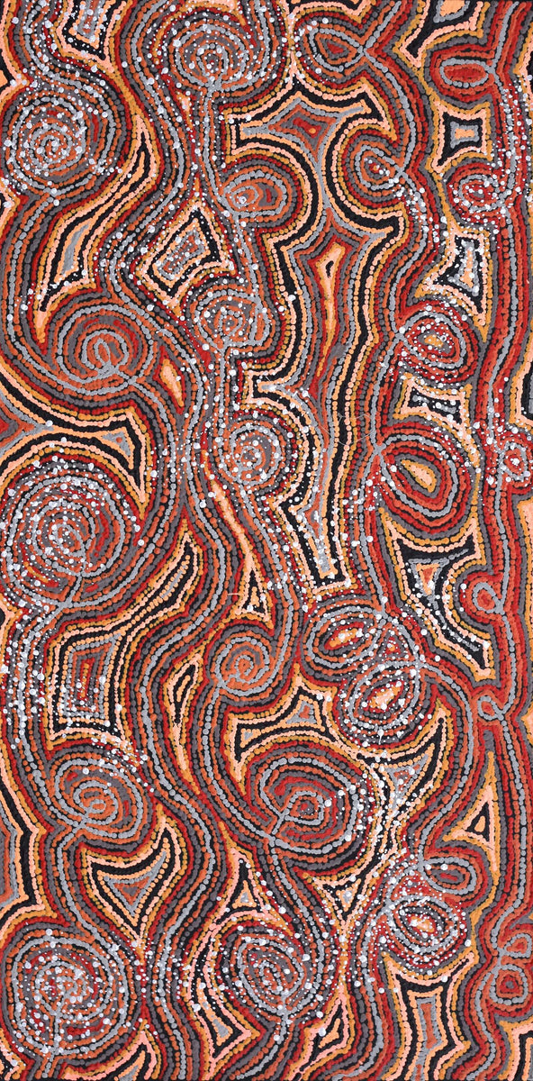 Aboriginal Art by Angelina Nampijinpa Tasman, Ngapa Jukurrpa (Water Dreaming) - Pirlinyarnu, 122x61cm - ART ARK®