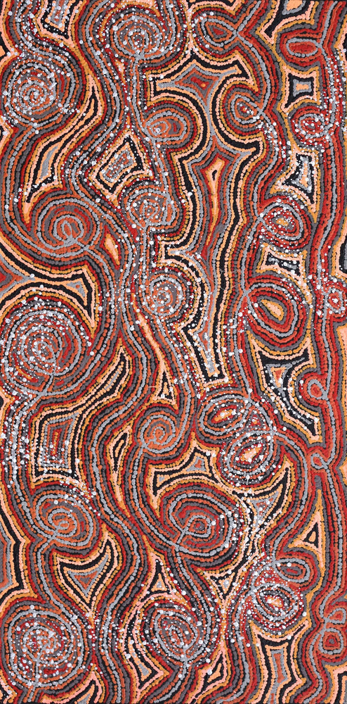 Aboriginal Artwork by Angelina Nampijinpa Tasman, Ngapa Jukurrpa (Water Dreaming) - Pirlinyarnu, 122x61cm