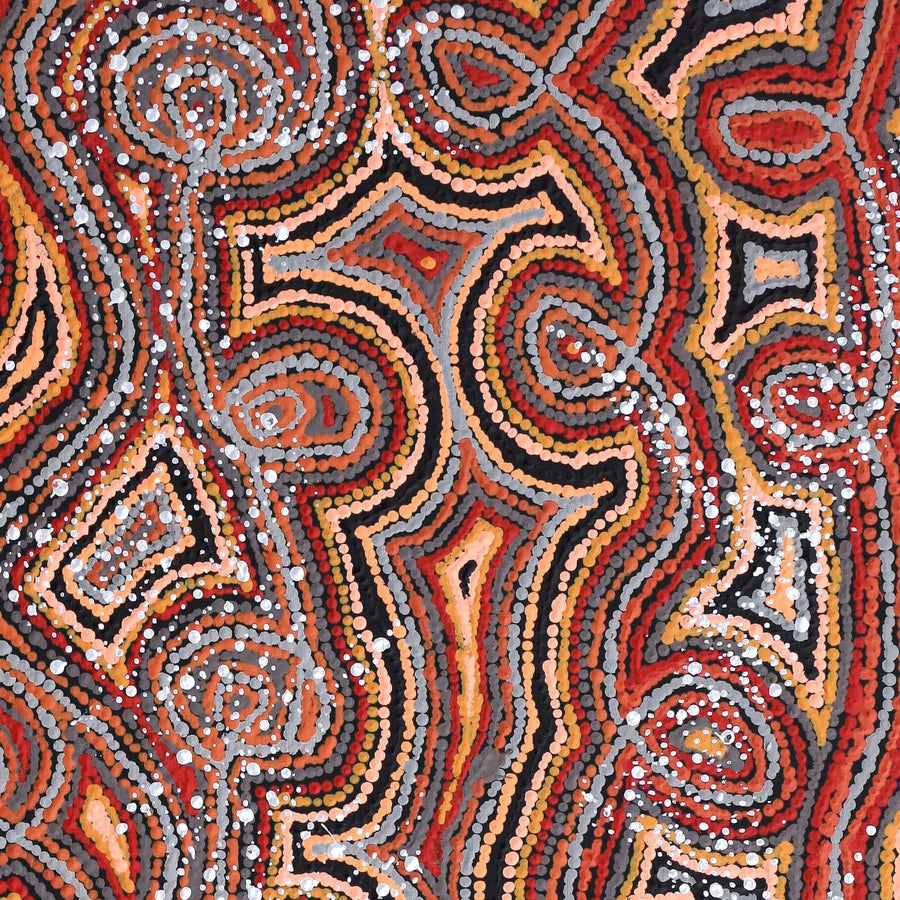 Aboriginal Artwork by Angelina Nampijinpa Tasman, Ngapa Jukurrpa (Water Dreaming) - Pirlinyarnu, 122x61cm