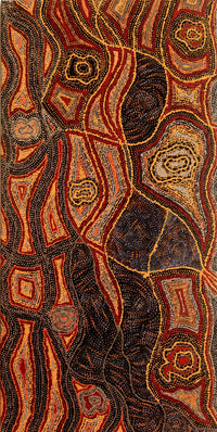 Aboriginal Artwork by Angelina Nampijinpa Tasman, Ngapa Jukurrpa (Water Dreaming) - Pirlinyarnu, 122x61cm