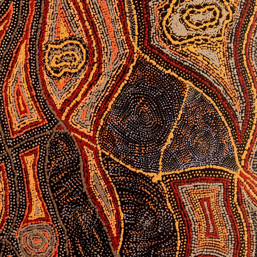 Aboriginal Artwork by Angelina Nampijinpa Tasman, Ngapa Jukurrpa (Water Dreaming) - Pirlinyarnu, 122x61cm