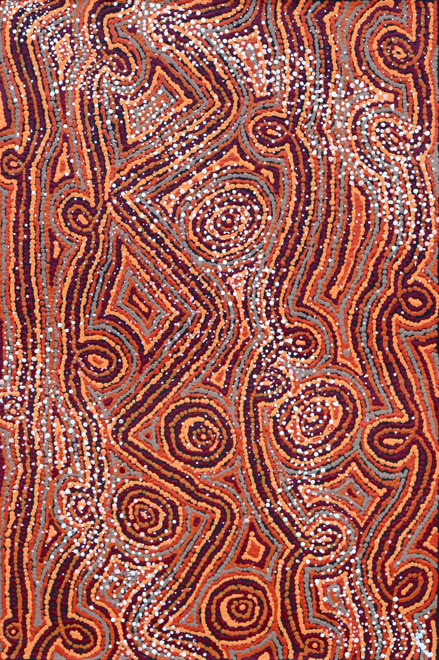 Aboriginal Artwork by Angelina Nampijinpa Tasman, Ngapa Jukurrpa (Water Dreaming) - Pirlinyarnu, 91x61cm