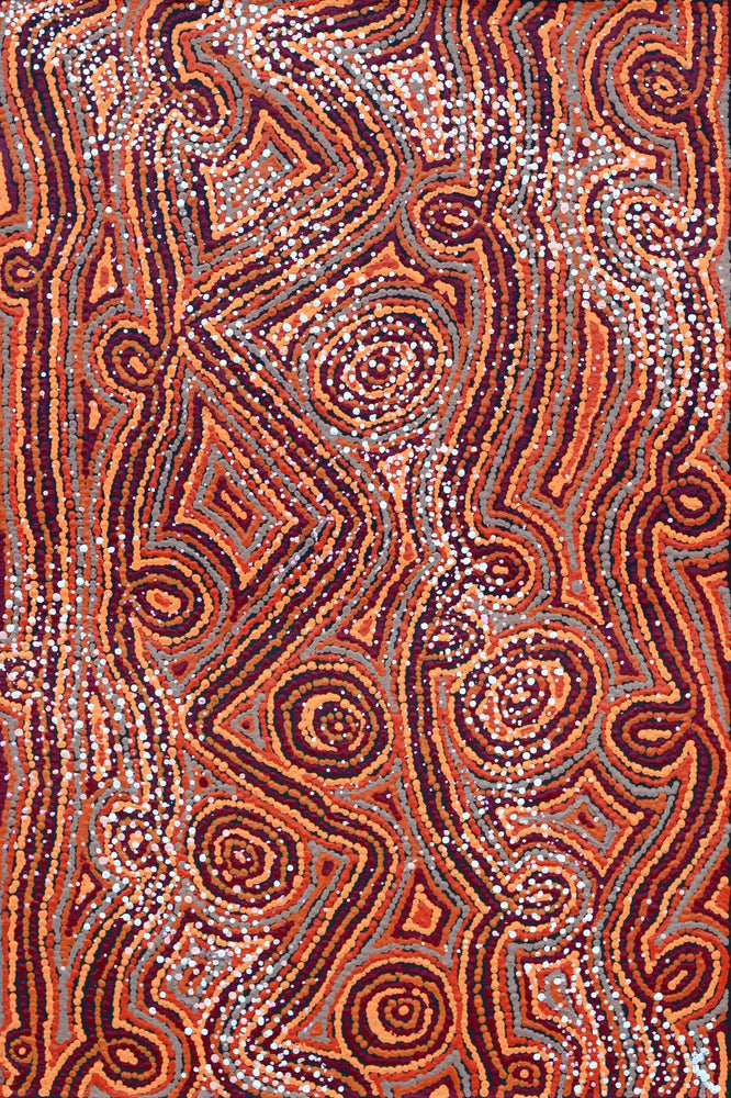 Aboriginal Artwork by Angelina Nampijinpa Tasman, Ngapa Jukurrpa (Water Dreaming) - Pirlinyarnu, 91x61cm