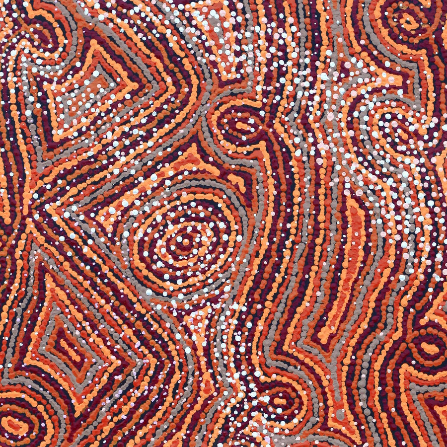 Aboriginal Artwork by Angelina Nampijinpa Tasman, Ngapa Jukurrpa (Water Dreaming) - Pirlinyarnu, 91x61cm
