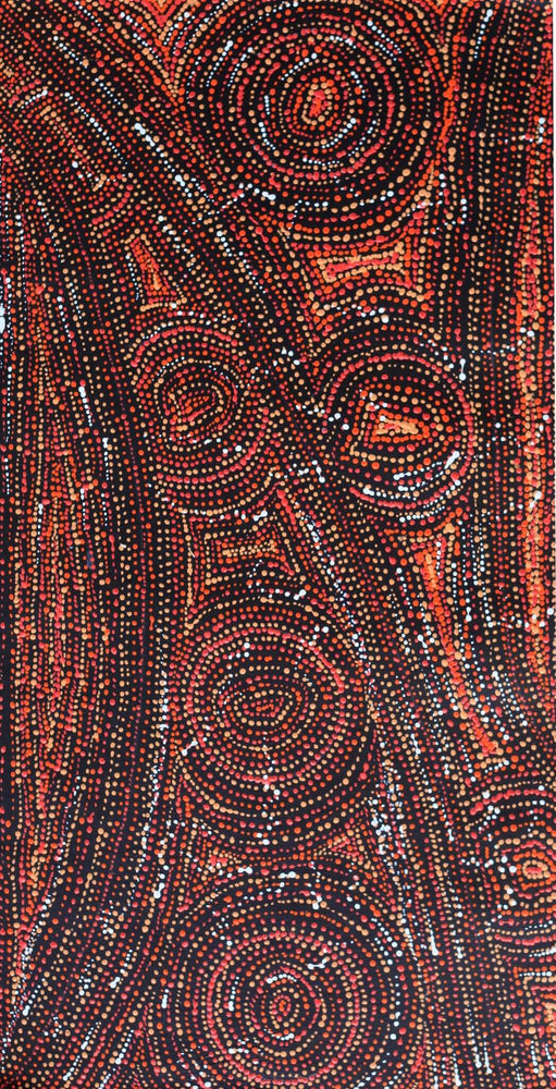 Aboriginal Artwork by Angelina Nampijinpa Tasman, Ngapa Jukurrpa (Water Dreaming) - Pirlinyarnu, 61x30cm