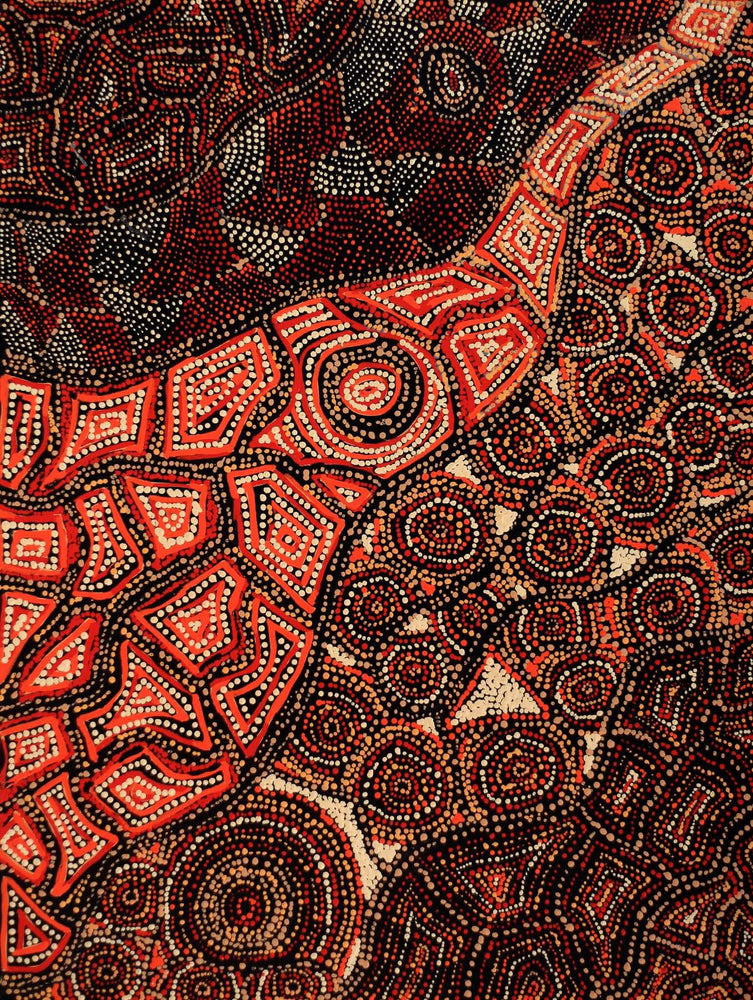 Aboriginal Artwork by Angelina Nampijinpa Tasman, Ngapa Jukurrpa (Water Dreaming) - Pirlinyarnu, 61x46cm
