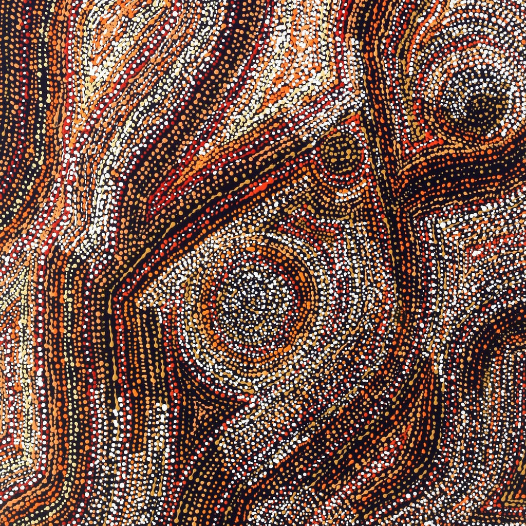 Aboriginal Artwork by Angelina Nampijinpa Tasman, Ngapa Jukurrpa (Water Dreaming) - Pirlinyarnu, 107x46cm