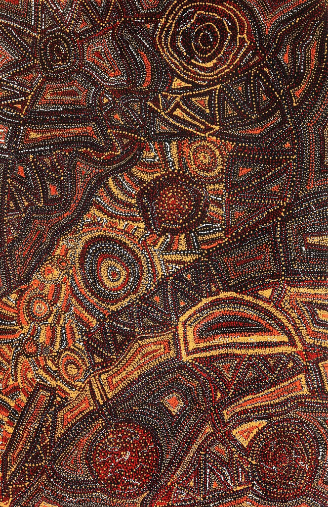 Aboriginal Artwork by Angelina Nampijinpa Tasman, Ngapa Jukurrpa (Water Dreaming)  -  Pirlinyarnu, 91x61cm - ART ARK®