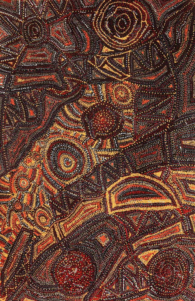 Aboriginal Artwork by Angelina Nampijinpa Tasman, Ngapa Jukurrpa (Water Dreaming) - Pirlinyarnu, 91x61cm