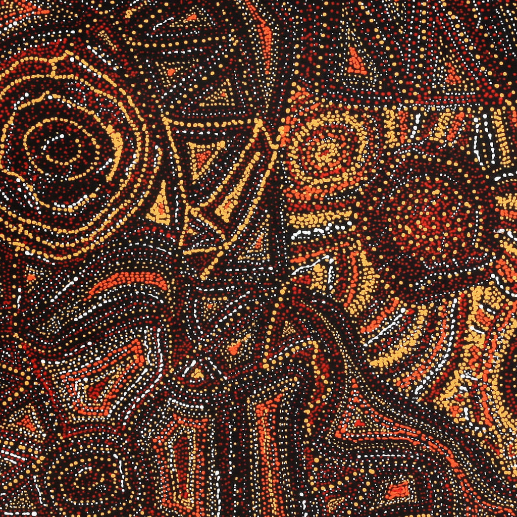 Aboriginal Artwork by Angelina Nampijinpa Tasman, Ngapa Jukurrpa (Water Dreaming) - Pirlinyarnu, 91x61cm