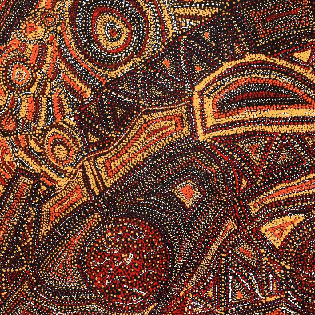 Aboriginal Artwork by Angelina Nampijinpa Tasman, Ngapa Jukurrpa (Water Dreaming) - Pirlinyarnu, 91x61cm