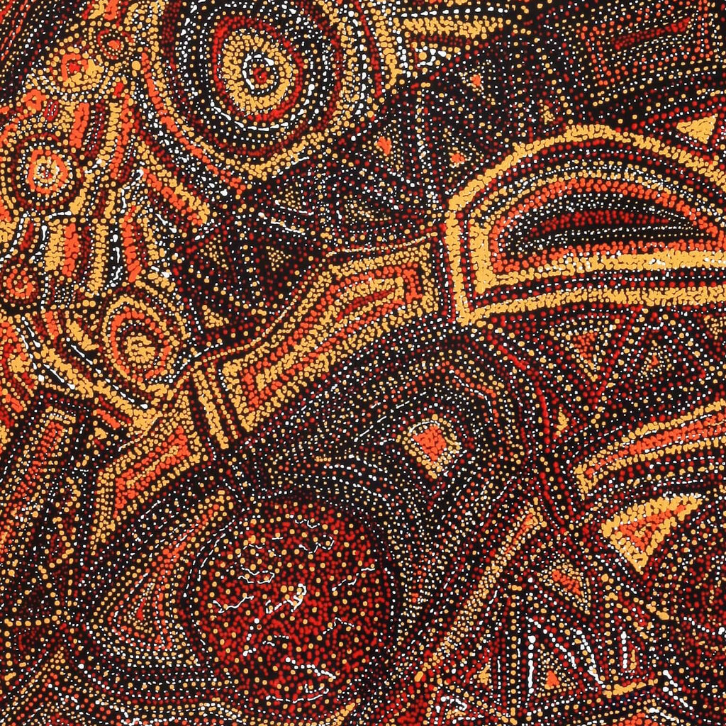 Aboriginal Artwork by Angelina Nampijinpa Tasman, Ngapa Jukurrpa (Water Dreaming)  -  Pirlinyarnu, 91x61cm - ART ARK®