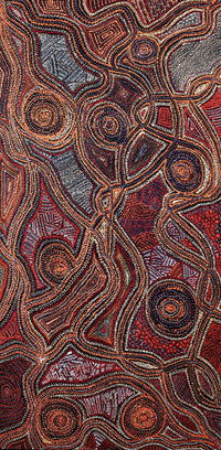 Aboriginal Artwork by Angelina Nampijinpa Tasman, Ngapa Jukurrpa (Water Dreaming) - Pirlinyarnu, 122x61cm